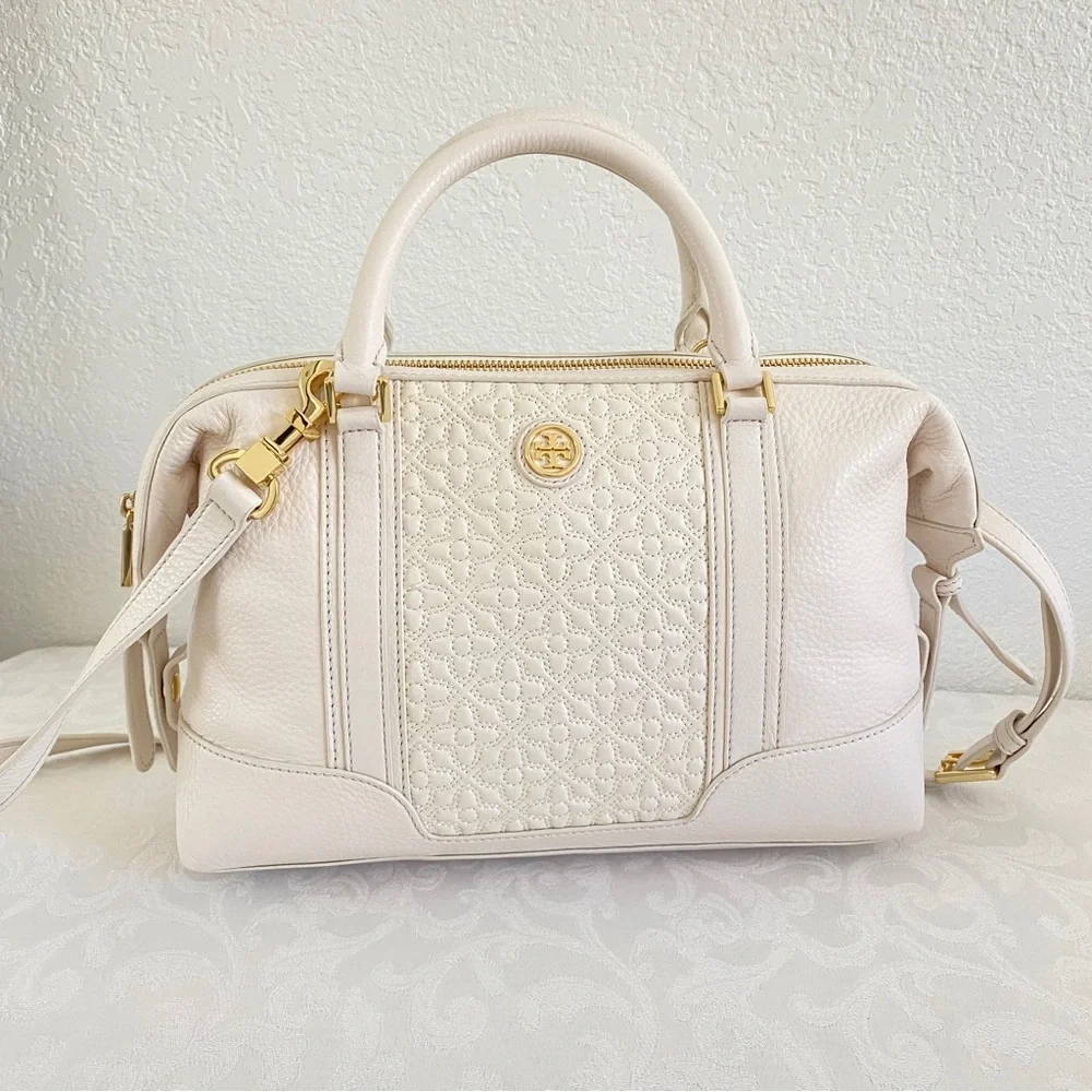 Tory Burch Bryant Ivory Leather 2 way Bag